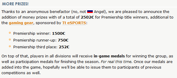 ETF2L Prize Money